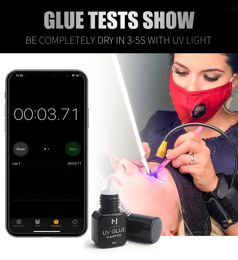 JOMAY UV GLUE Adhesive For Eyelash Extensions 0.1S Fast Drying Strong False Eye Lash Extension Glue Long Lasting UV Eyelash Glue.