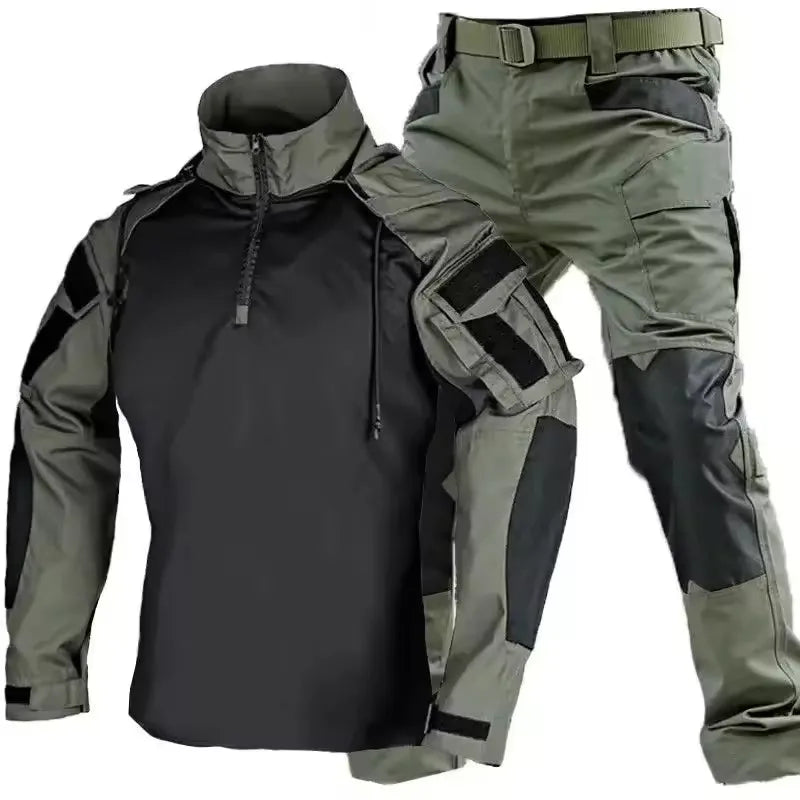 Outdoor Uniform Tactical Suits Wear Resistant T-Shirt Hood Pants Men Clothes Combat Shirts Airsoft Paintball Hunting Clothing.
