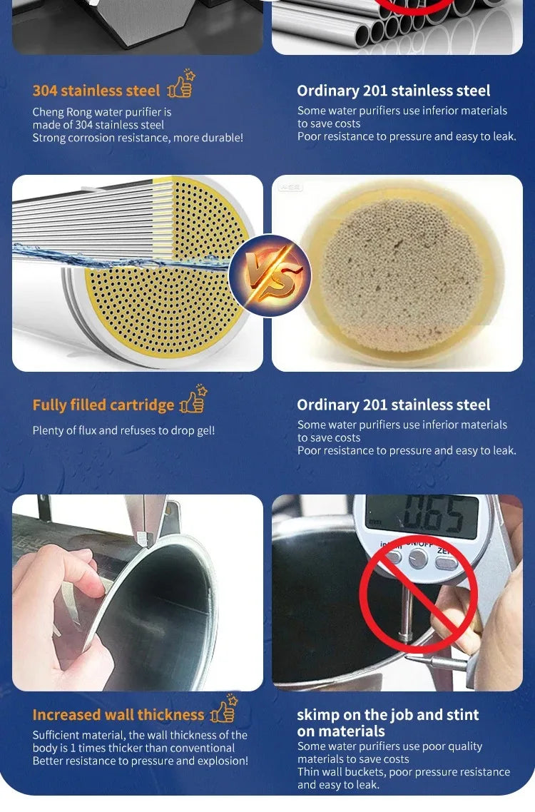 DIVEDEER 600L~3000L household water filter PVDF ultrafiltration purifier with washable pipe type direct drinking water kitchen