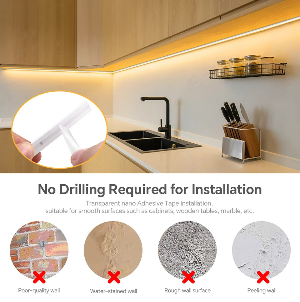 24V COB Neon Strip Light 280LEDs/M Solid Silicone Gel Tube With Dimmable Touch & Hand Sweep Motion Sensor Switch Waterproof Tape.