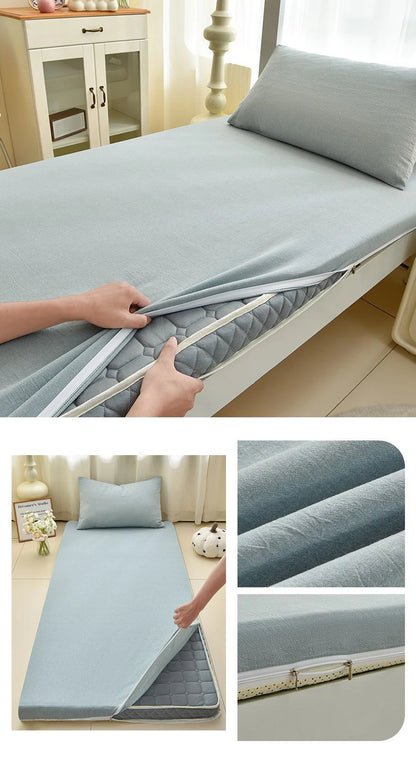 WOSTAR Geometric printed mattress protector cover with zipper fully enclosed single bed sheet pure cotton protection pad 90x190