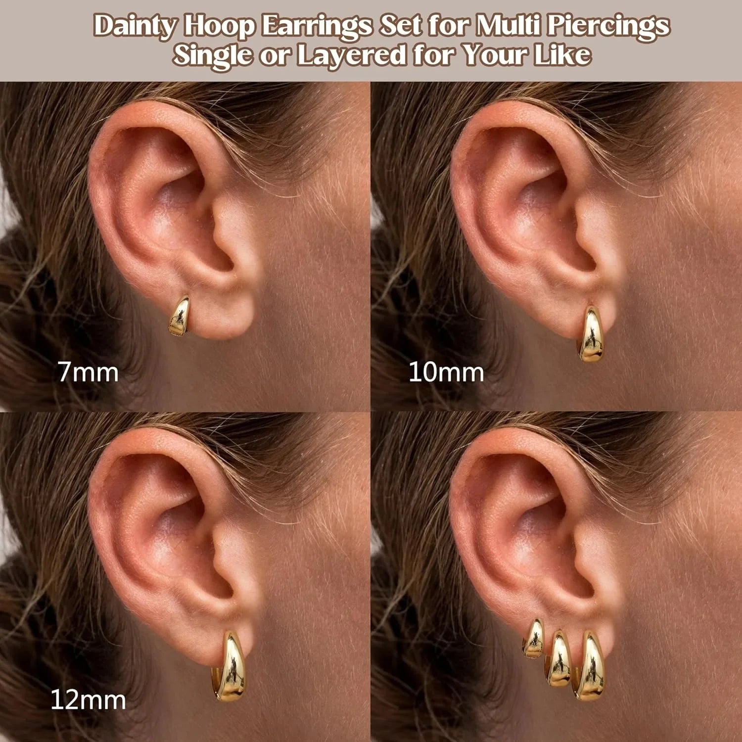 3Pairs Hoop Earrings Set for Women Gold Silver Plated Earring Hypoallergenic Small Huggie Hoops Lightweight Hoop Earrings Stack.