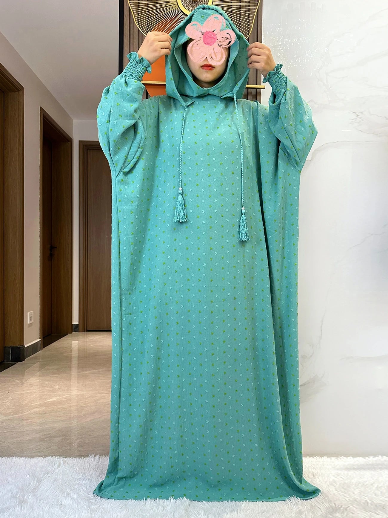 Latest Ramadan Soft Cotton Prayer Abaya Double Hats Dubai Turkey Islam Prayer Clothes Fabric Dresses Islam Women Dress Kaftan.