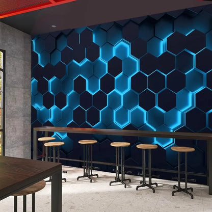 Custom Technology oriented KTV wallpaper private rooms 3D concave hexagonal wall panels e-sports room geometric home decoration