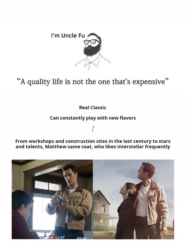 Maden Men's Retro J001 Detroit Jacket Heavyweight Canvas Hunting Coat Lapel Collar Work Jackets with Zipper for Spring Fall.