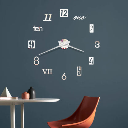 2D/3D Große Römische Ziffer Acryl Spiegel Wanduhr Aufkleber Mode DIY Quarz Uhren Uhr Hause Dekoration Wohnzimmer Aufkleber