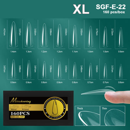 16 Sizes Curved Arch Soft Gel False Nail Tips Full Cover Press on Almond Capsules French Coffin Artificial Fake Nails Extension