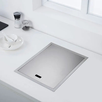 Küchenspüle aus Edelstahl 304, für Inselbar, gebürstete Oberfläche mit faltbarem Wasserhahn, Deckelabdeckung, Seifenspender, Gemüsebeckenwaschbecken