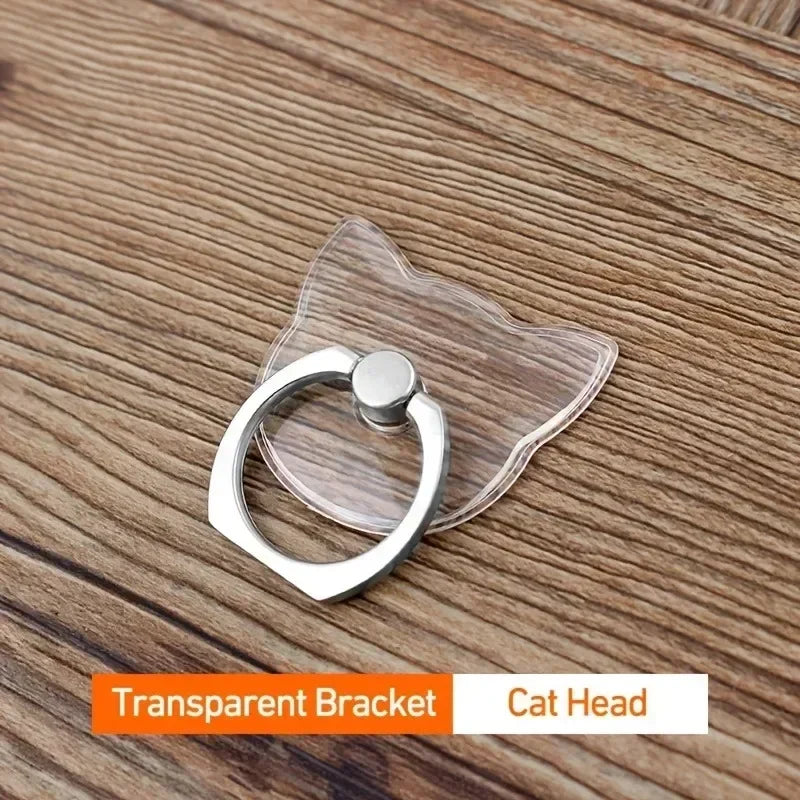 Transparent Cute Animal Round Phone Stand Foldable 360 Rotating Mobile Phone Ring Holder Smart Phone Accessories