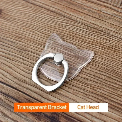 Transparent Cute Animal Round Phone Stand Foldable 360 Rotating Mobile Phone Ring Holder Smart Phone Accessories