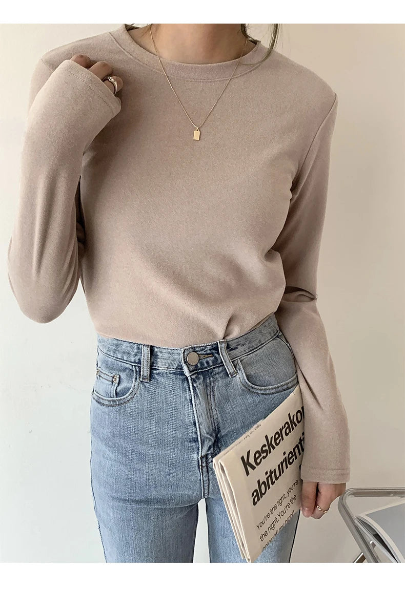 Winter Frauen Pullover T Shirt Frauen Oversize T-Shirt Frau Kleidung Weibliche T Tops Pullover Langarm Rohr Gestrickte T-shirt Top