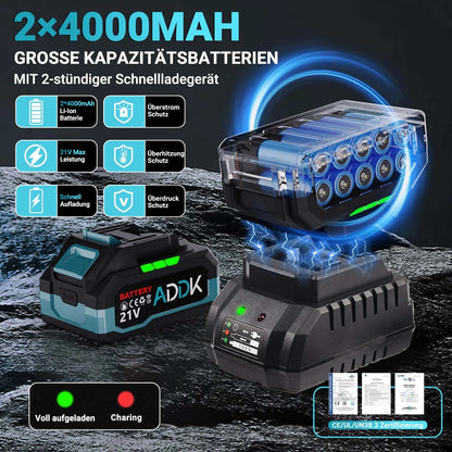 Anajqaqia Elektroschraubenschlüsselsatz, 1600 Nm 6-Gang-Einstellung, 4000 mAh Akku, 21 V Lithium-Akku-Elektroschrauber, Elektrowerkzeuge