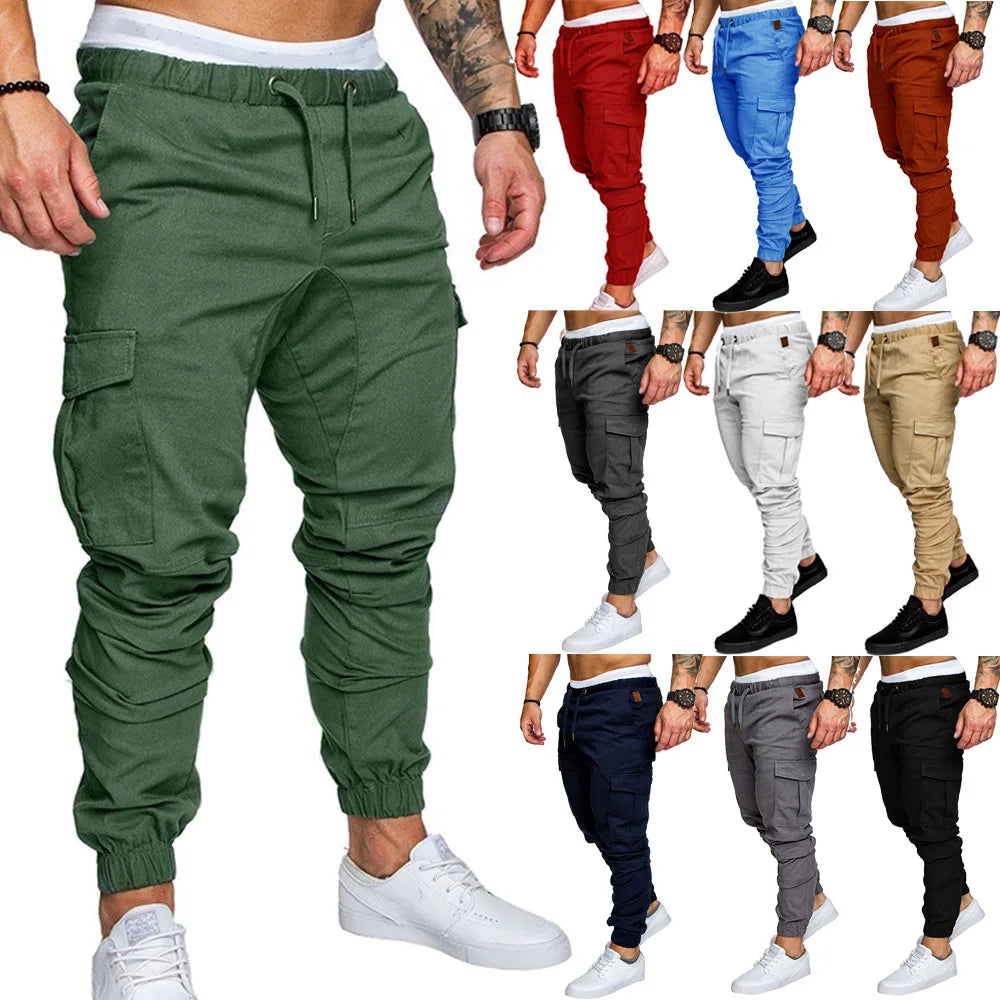 2025 new men's workwear pants, European and American men's loose straight casual pants, men's workwear pocket pants S-XXXL.