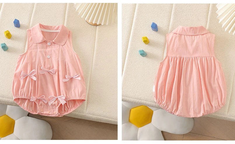 Sommer Säuglings Body Kleidung 3-24M Nette Schleife Kleinkind Neugeborene Artikel Baby Dünne Lose Ärmel Ein Stück.