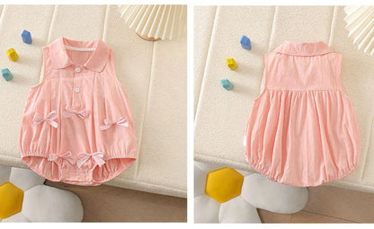 Sommer Säuglings Body Kleidung 3-24M Nette Schleife Kleinkind Neugeborene Artikel Baby Dünne Lose Ärmel Ein Stück.