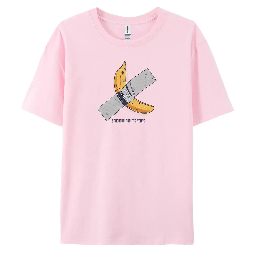 Banana Men's Casual Short-sleeved T-shirt with 100% Cotton Fashion print Tees oversize.