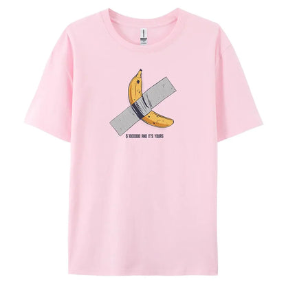 Banana Men's Casual Short-sleeved T-shirt with 100% Cotton Fashion print Tees oversize.