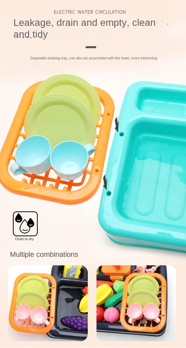 Kitchen Toy Plastic Dish Wash Sink Set Children Simulation Pretend Role Play Housework Kit Early Educational Toys for Children.