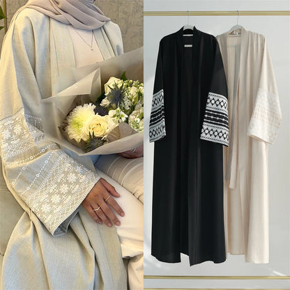 Ramadan Eid Black Open Kimono Abaya Damen Dubai Islam Muslim Kaftan Dress Prayer Clothes Women Kebaya Robe Femme Musulmane.