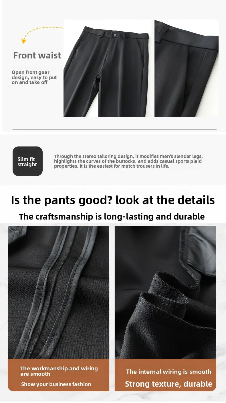 Top Quality New Brand Casual Fashion Long Pants Business Hight Stretch Straight Comfortable Korean Trousers Men Clothing.