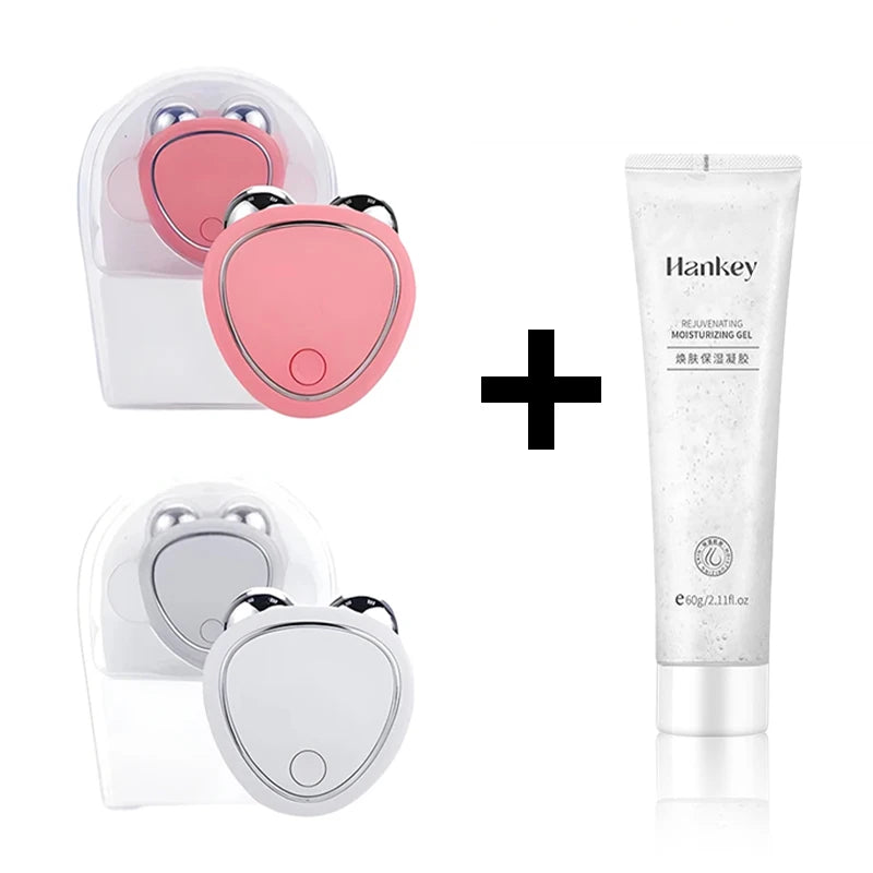 Electric Facial Lifting Roller EMS Massager with Gel Face Microcurrent Skin Tightening Rejuvenation Face Massage Beauty Care.