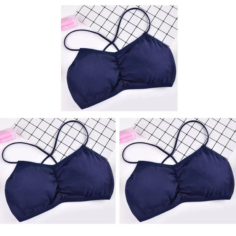 3pcs Womens Top Cross Strap Sports Bra Thin Push Up Sport Bra Yoga Gym Crop Tops Brassiere Fitness Breathable Girls Student Bras.
