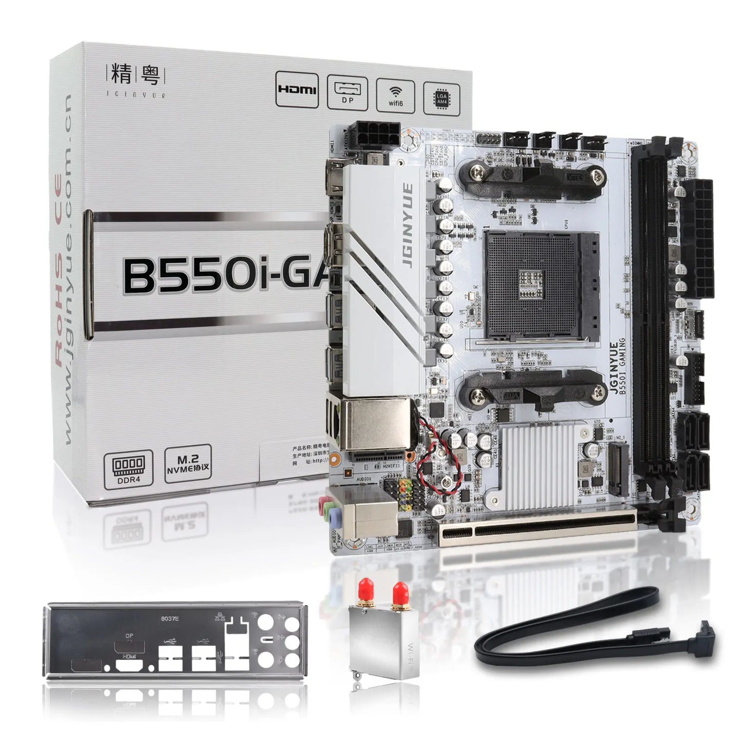 JGINYUE AMD B550 AM4 mini ITX Motherboard supports Ryzen R5 4000/5000 series processors DDR4 RAM PCI-E 4.0 B550i GAMING.