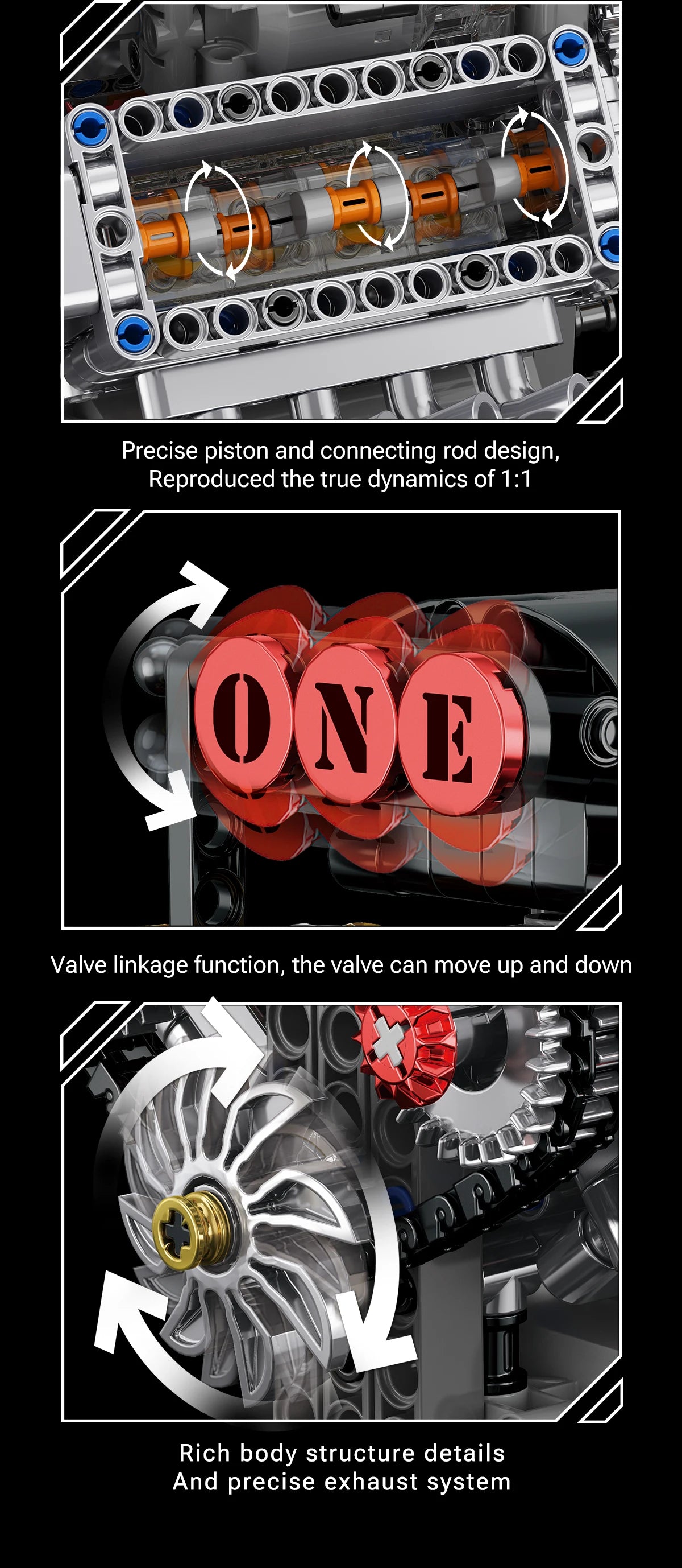 Brick V8 Engine Motorized Simulation Model Electrically Drive Building Blocks Technical Car Parts Creative Toys Gifts Boys Adult.