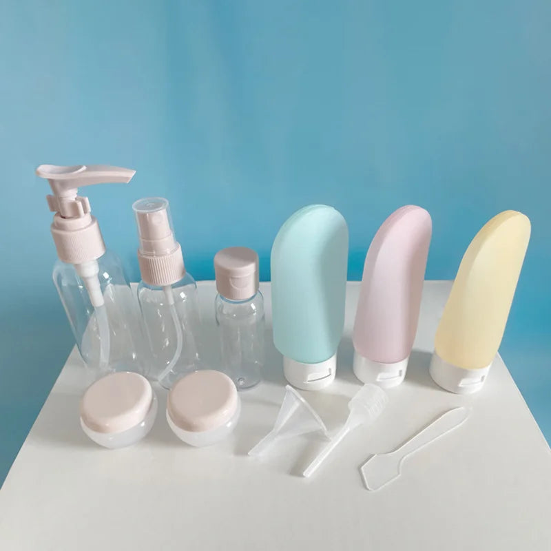 11pcs Travel Size Cosmetic Bottles Set for Nail Art Glitter, Portable Makeup Containers.