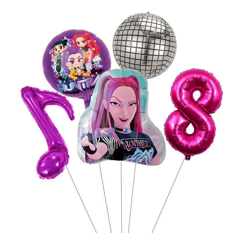 1 Set Kpop Dämonenjäger Thema Ballon Mädchen Alles Gute zum Geburtstag Party Dekoration Kinder Baby Dusche Geschenke Lieferungen
