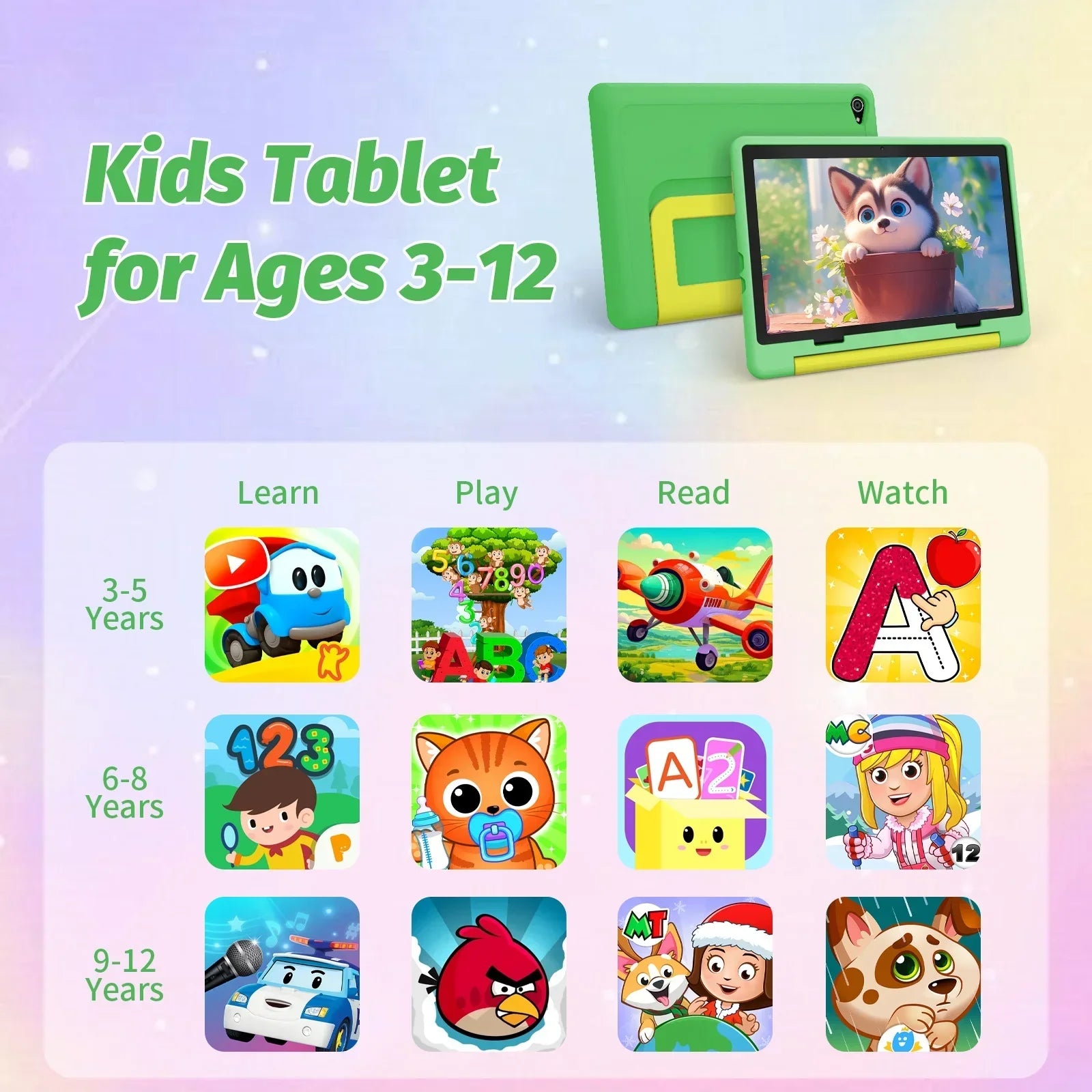 Kid Tablet 10 Inch Android 15 Octa Core 14GB RAM 64GB ROM 128GB Expandable 5000mAh WiFi Bluetooth Children's Gift Kids Software.