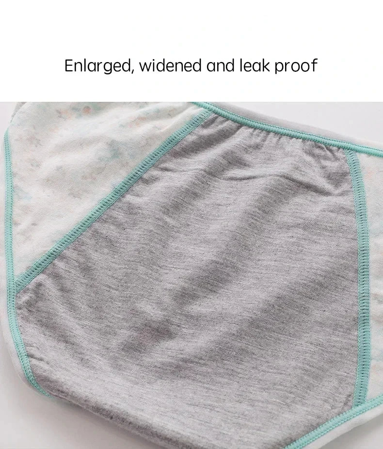 3pcs girl 's Pure Cotton Menstrual Leak-Proof Breathable Briefs Three Layers teenager Physiological Student Mid Waist Pantie.