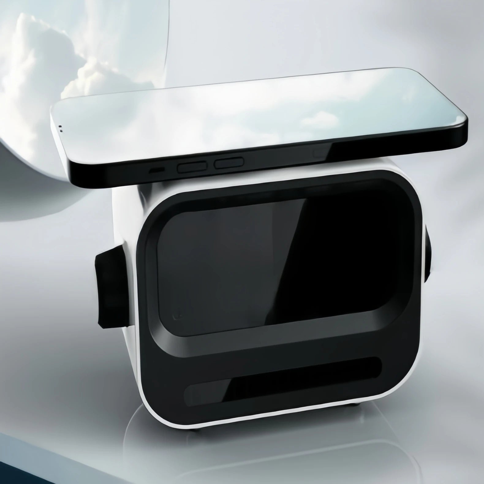 Modern Bluetooth Alarm Clock loudspeaker with 15W Wireless Charging, Night Light & Ambience Light.