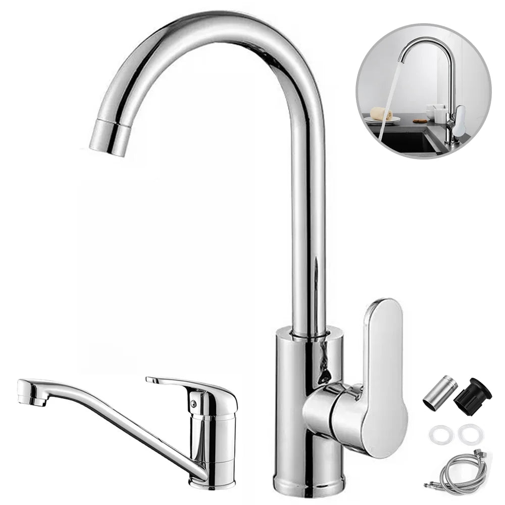 G3/8 Kitchen Faucet Hot and Cold Mixed Bathroom Faucet Single Handle Swivel Water Tap Deck Mounted Basin Faucet