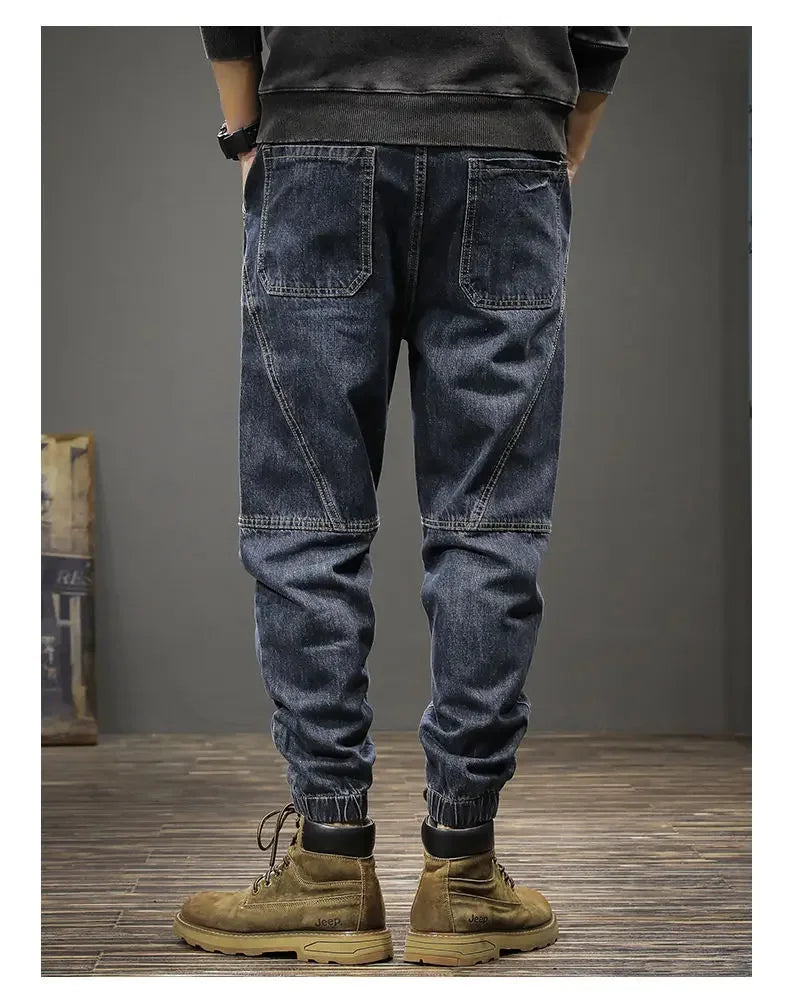 Autumn Winter Men's Trendy Loose-fit Jeans Casual Harem Trousers Long Pants Comfortable Working Clothes.