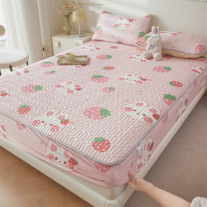 Cartoon Cute Pattern Cooling Fitted Sheet Single Natural latex fabric Soft cushion for Bedding Slow rebound Non-Slip Mattress