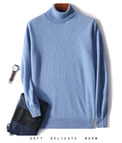Men's Turtleneck 100% Pure Wool Sweater Men 2024 Autumn and Winter Large Size Loose Knitted Sweater Keep Warm Tops Men Jumper.
