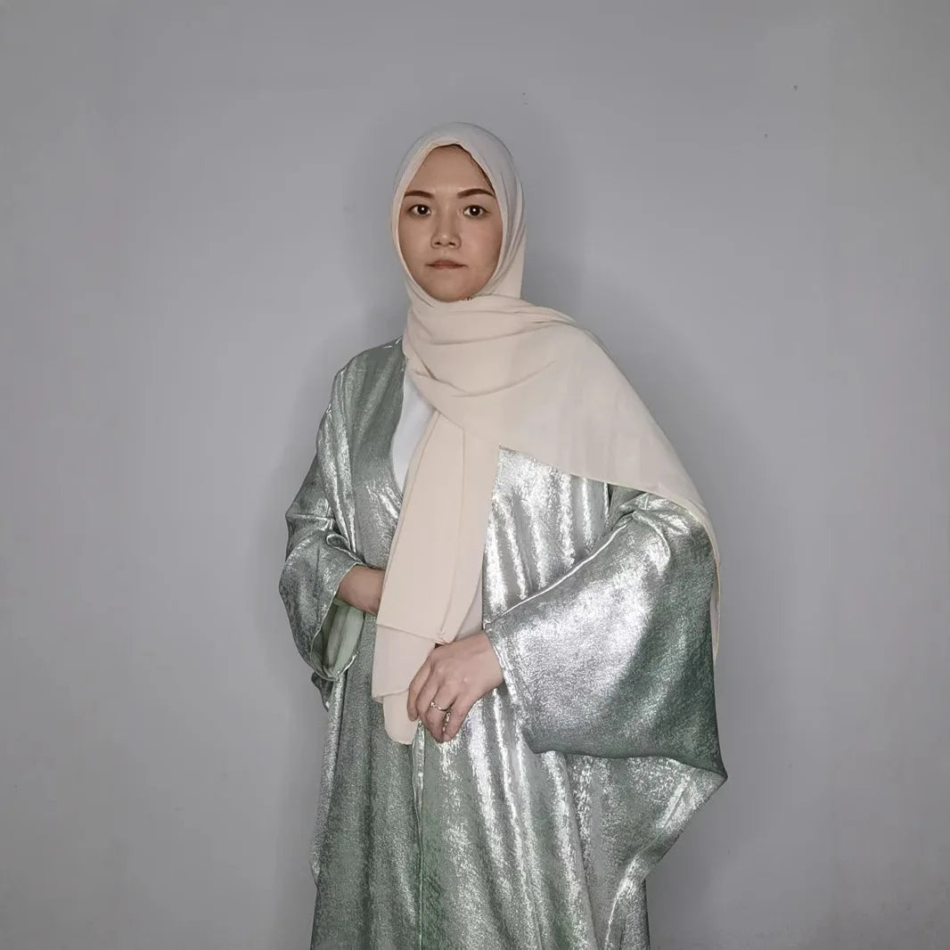 Mode Elegante Dubai Türkische Abaya Kleid Frauen Muslimische Frauen Muslimischen Kimino Kleid Abayas Vorne Offen Strickjacke