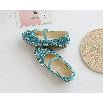 2025 Spring 1 to 12 years old girls dress shoes Beauty Pointed Toe Teen Girl Leather Shoes Bling Princess Wedding Shoes