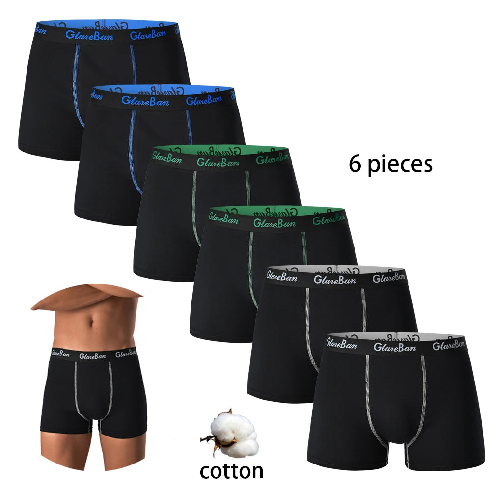6 teile/paket Schwarz Boxer Shorts Männer Unterwäsche Weiche Atmungsaktive Männliche Unterhose für Männer Homme Boxershorts Slips 2024 Höschen