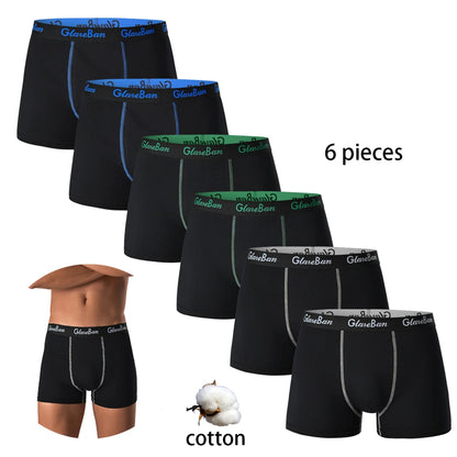 6 teile/paket Schwarz Boxer Shorts Männer Unterwäsche Weiche Atmungsaktive Männliche Unterhose für Männer Homme Boxershorts Slips 2024 Höschen
