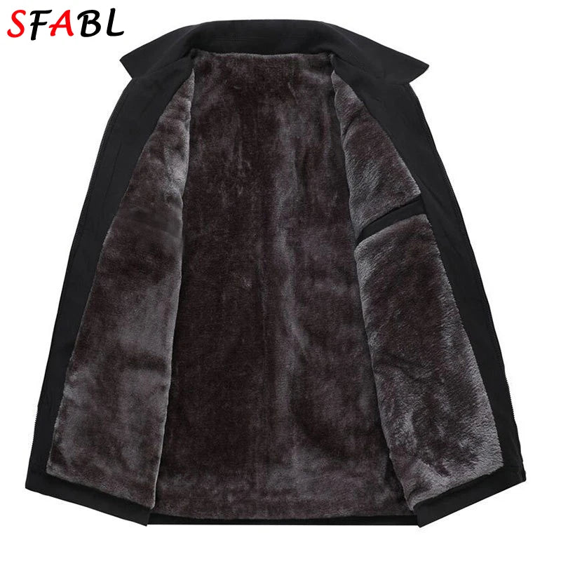 Warm Fleece Autumn Winter Jackets for Men Business Office Dress Coat Casual Men's Winter Jacket Solid Color Luxury Outerwear Man.