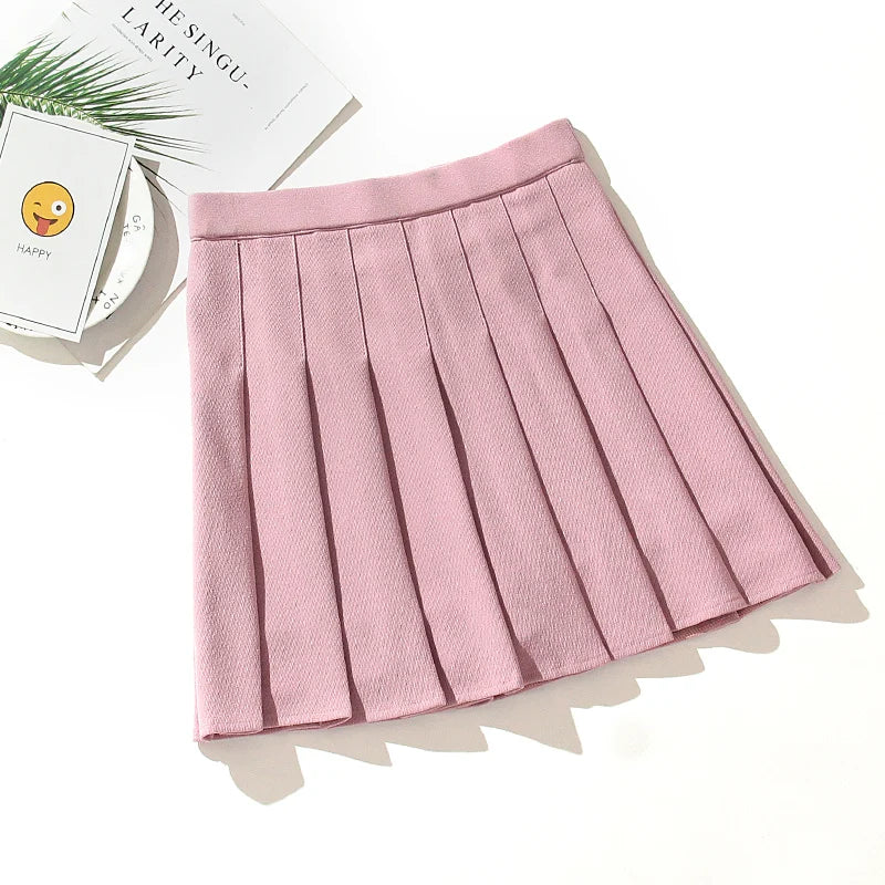 High Waist Pleated Kawaii Harajuku Skirts Women Girls Lolita A-line Sailor Large Size Preppy School Uniform.