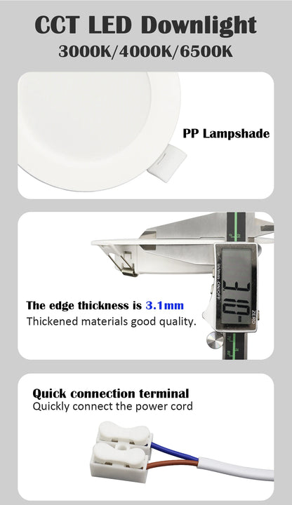 10 stücke CCT Spot Downlight Einbau LED Decke Licht 3 Farbe Eingestellt AC100-240V Zifferblatt Schalter 3000 K/4000 K/6500 K Innen Beleuchtung.