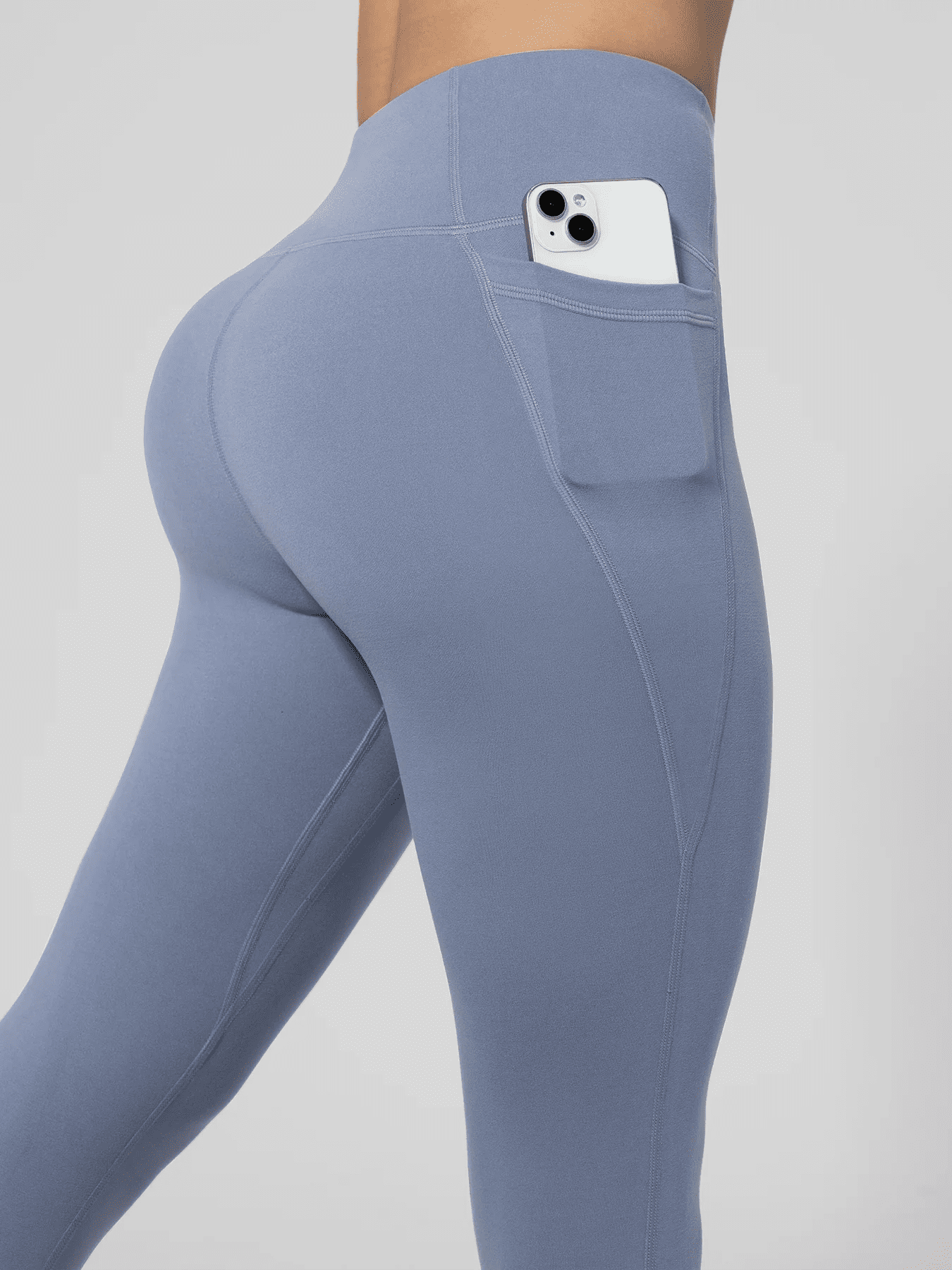 Nahtlose Damen-Leggings mit Taschen, einfarbig, hohe Taille, Po-Lifting-Strumpfhose, schlanke elastische Leggings, Sportbekleidung | H&D Shop