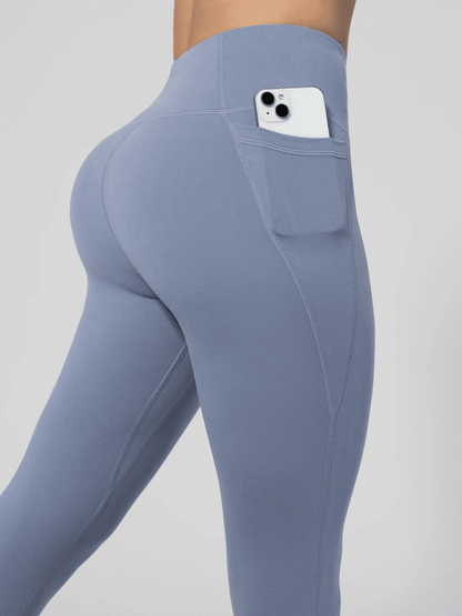 Nahtlose Damen-Leggings mit Taschen, einfarbig, hohe Taille, Po-Lifting-Strumpfhose, schlanke elastische Leggings, Sportbekleidung | H&D Shop