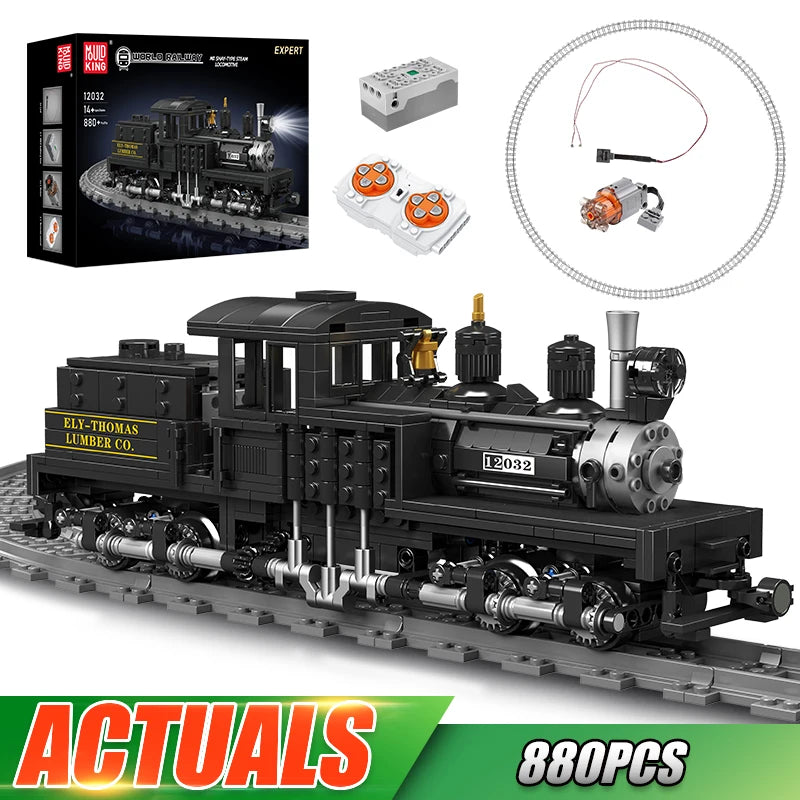 Mould King 12032 Technical Train Toys The RC&RC Shay-Type Steam Locomotive Building Block Assembly Car Brick Kids Christmas Gift.
