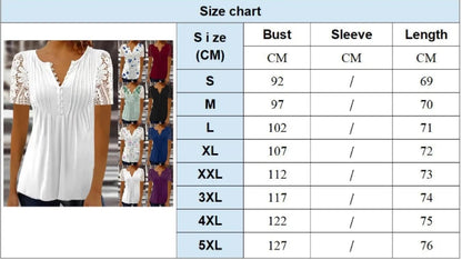 Summer Spring New Women's Loose and Comfortable Casual Lace V Neck Printed Blouse Floral Short Sleeve Elegant Fashion Shirt.