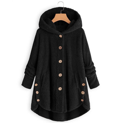 Herbst Wintermantel Frauen warme Teddybär Mantel Woll jacke weibliche Plüsch mantel Kapuzen jacke neue Damen mäntel einfarbige Jacke.