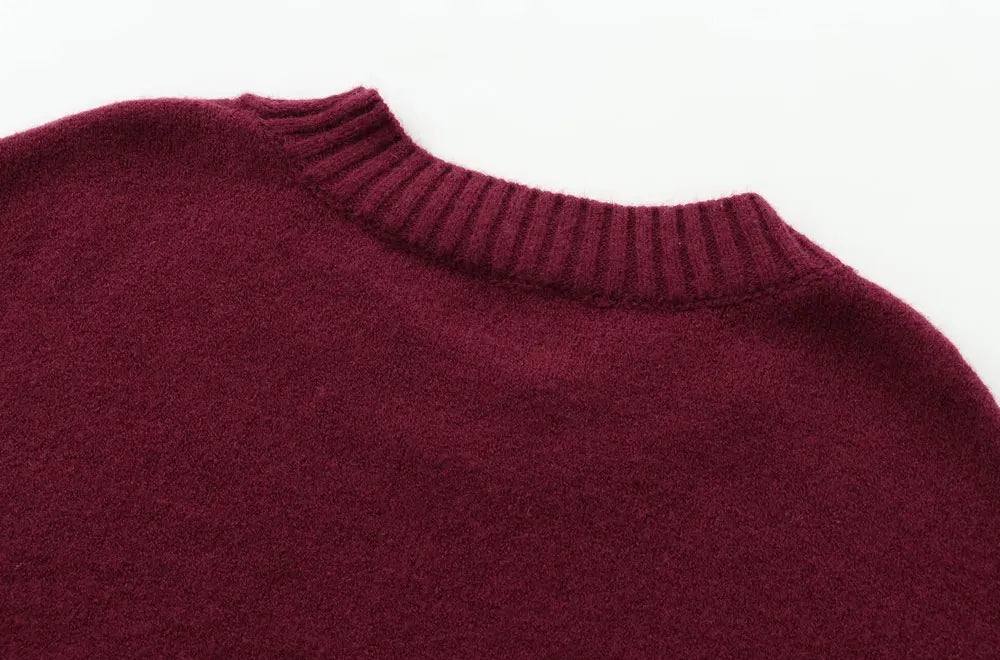 TRZA-Damen Soft Touch Übergroßer Strickpullover, O-Ausschnitt, lange Ärmel, weibliche Pullover, schicke Tops, Mode.